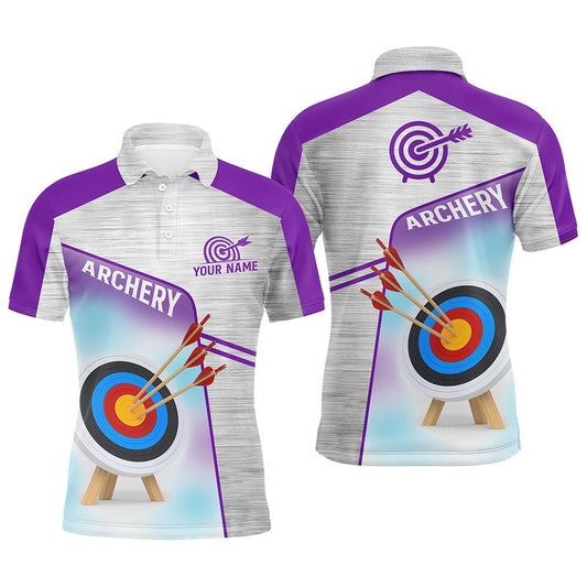 Unisex Bogenschützen Poloshirt - Personalisiert mit Wunschname - 3D Ziel Lila Grau V0583 - Climcat