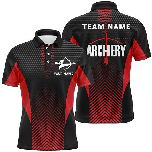 Unisex Bogensport Poloshirt Rot Schwarz Personalisiert - Teamshirt / Individuell (V0709) - Climcat