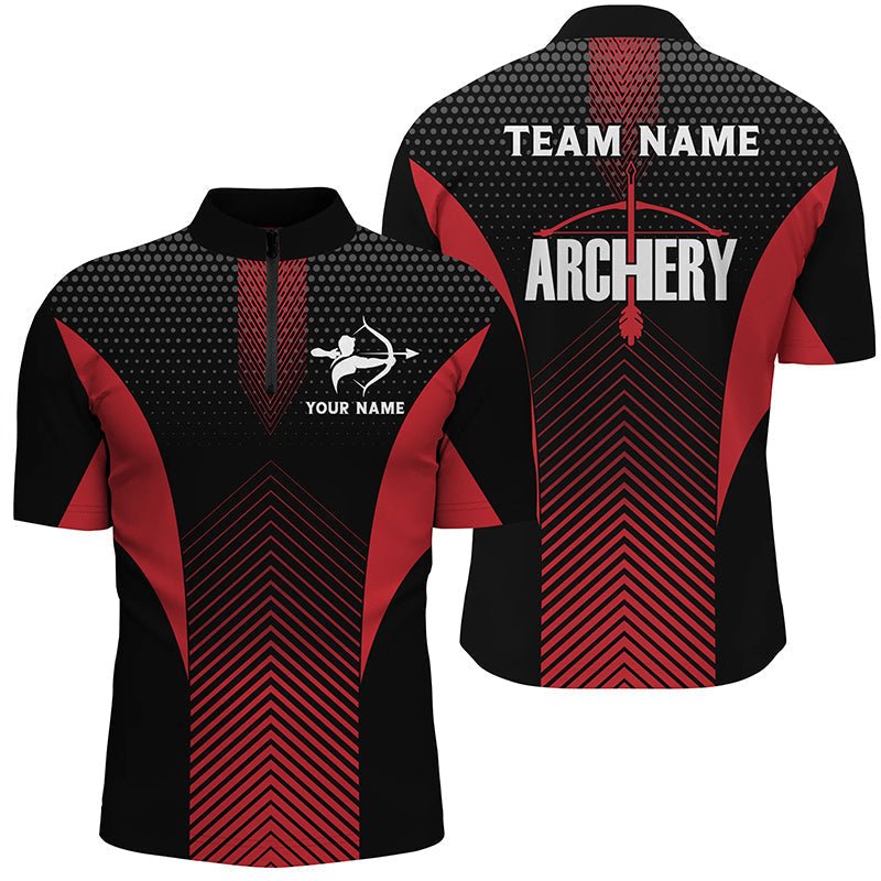 Unisex Bogensport Poloshirt Rot Schwarz Personalisiert - Teamshirt / Individuell (V0709) - Climcat