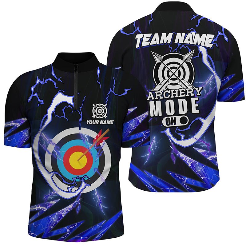 Unisex Personalisiertes Bogenschießen Poloshirt / Teamshirt - Design 'Blue Thunder Archery Mode On' T1135 - Climcat