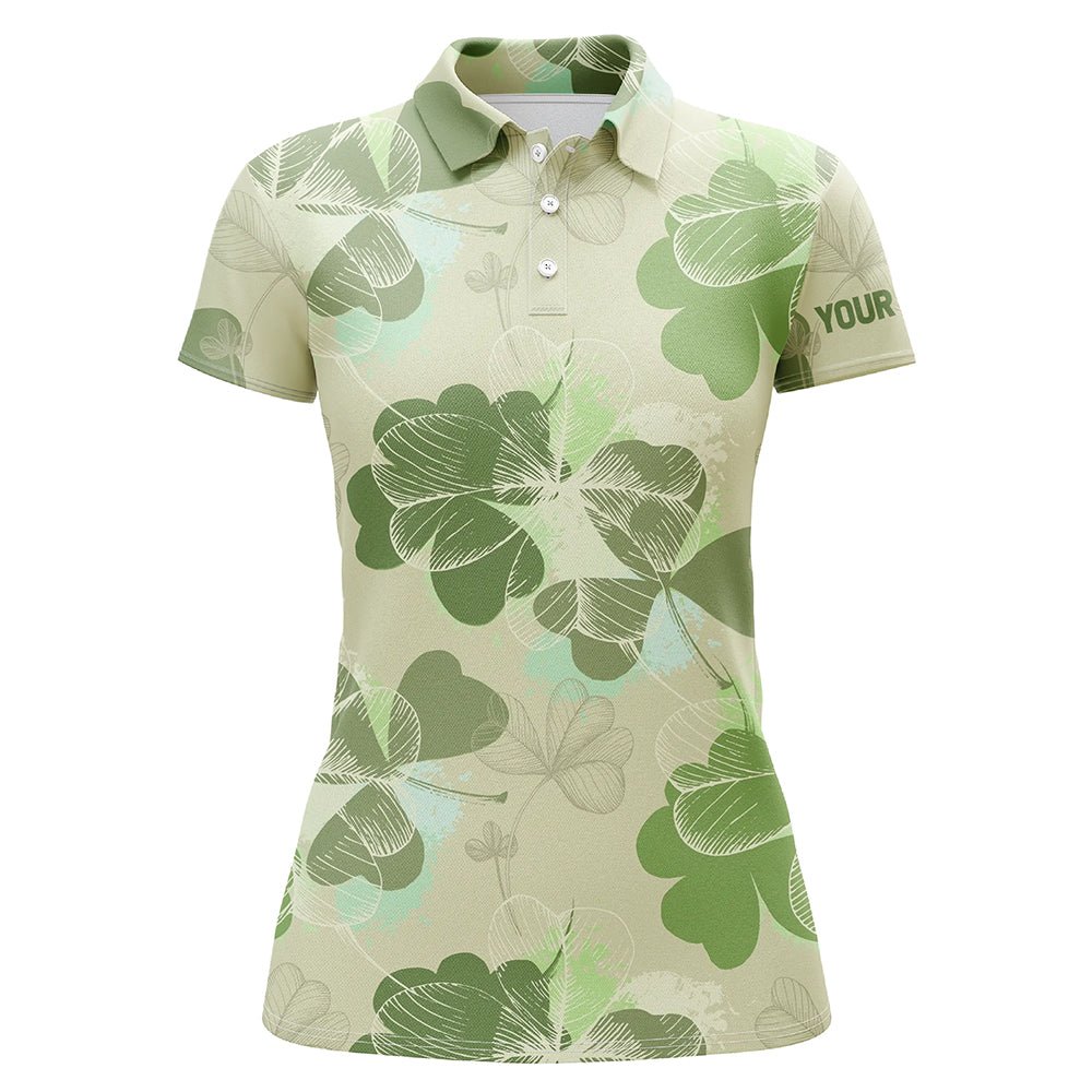 Vintage 3D Kleeblatt St. Patrick's Day Golfshirt | Maßgeschneiderte Golf Poloshirts für Damen | Golfgeschenke | Retro-Stil | Hochwertige Qualität L1264 - Climcat