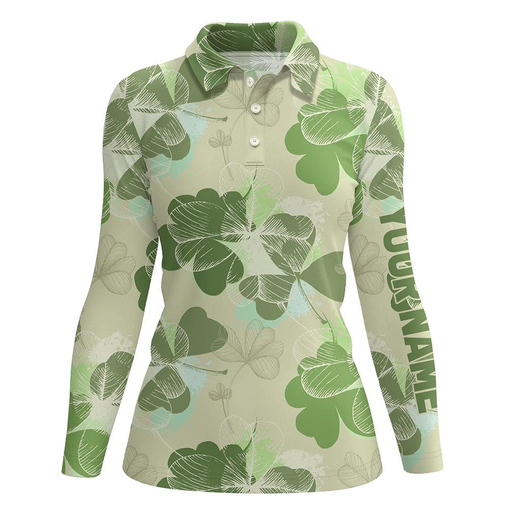 Vintage 3D Kleeblatt St. Patrick's Day Golfshirt | Maßgeschneiderte Golf Poloshirts für Damen | Golfgeschenke | Retro-Stil | Hochwertige Qualität L1264 - Climcat