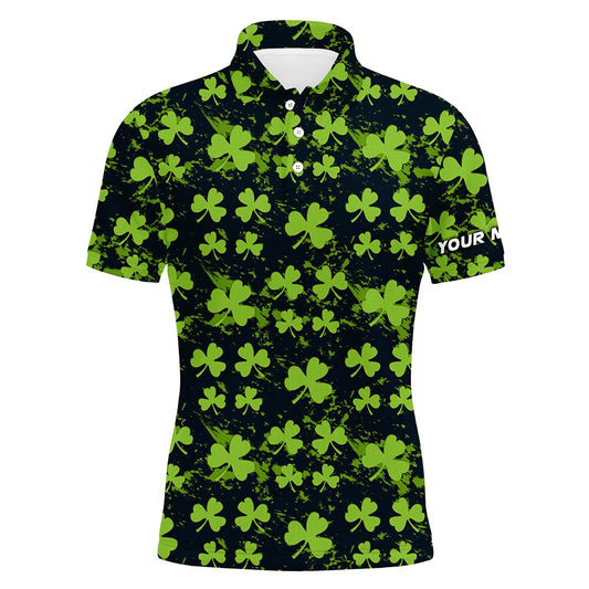 Wasserfarbe Grün Kleeblatt St. Patrick's Day Herren Golf Polo Shirt Personalisierte Name Golfshirts Für Männer L1329 - Climcat