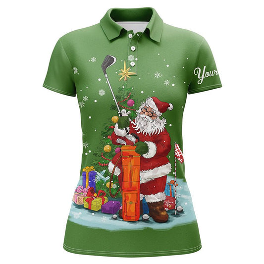 Weihnachten Golfshirts mit individuellem Namen Damen Golf Polo Shirts - Weihnachts Golfer Geschenke | Grün N4432 - Climcat