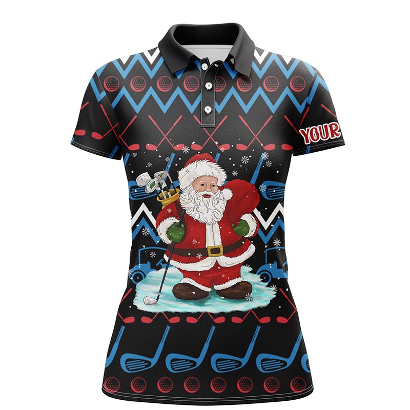 Weihnachts Damen Golf Polo Shirt mit Santa Golf Clubs - Personalisierte Golf Tops für Frauen - Golf Geschenke L1041 - Climcat