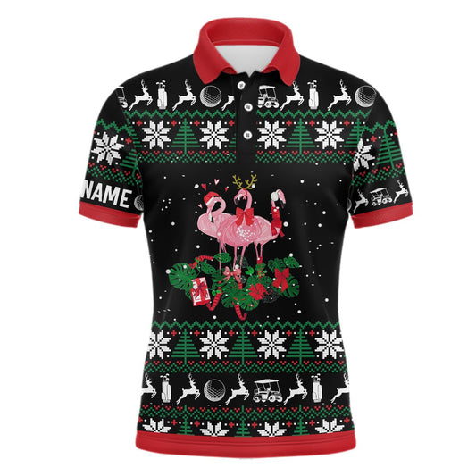 Weihnachtsflamingo Herren Golf Polo Shirt - Personalisierte Golf Geschenke für Männer - Individuelle Herren Golf Tops L1043 - Climcat