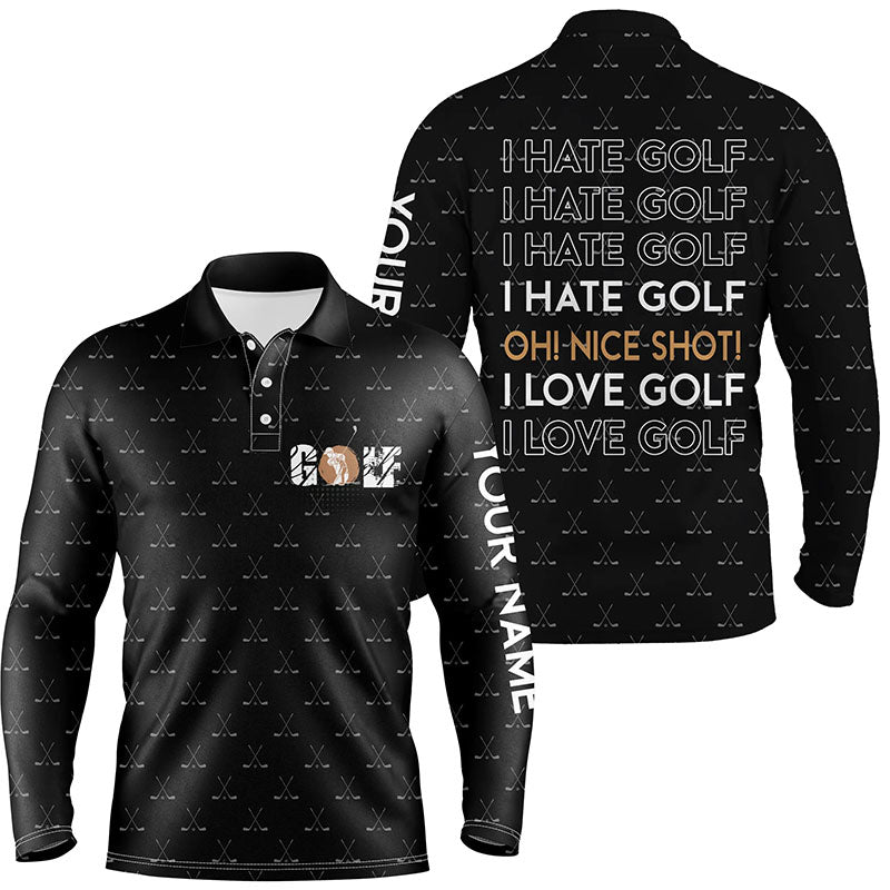 Witzige Herren Golf Poloshirts Ich hasse Golf, schöner Schlag Ich liebe Golf, individuelles schwarzes Muster Golf Poloshirts N5436 - Climcat