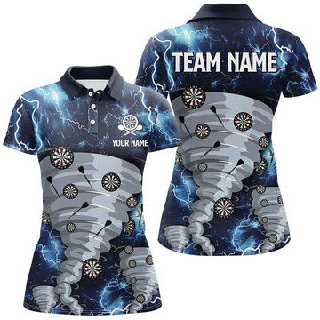 Blau Blitz Darts Polo Shirt, individuell anpassbares Storm Dart Shirt für Frauen, Dart Trikot L648 - Climcat