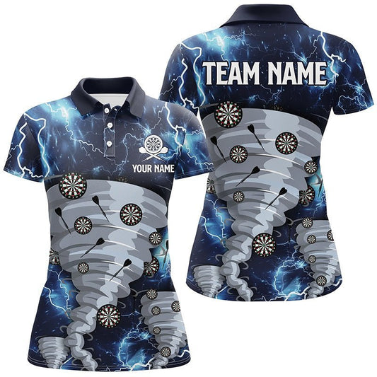 Blau Blitz Darts Polo Shirt, individuell anpassbares Storm Dart Shirt für Frauen, Dart Trikot L648 - Climcat