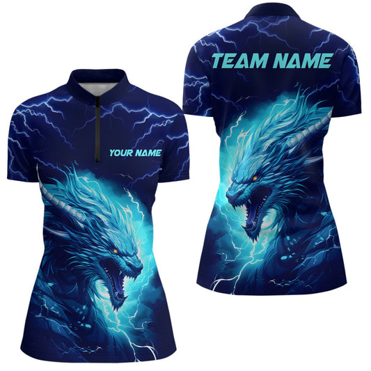 Blau Blitz Donner Individuelle Drachen Bowling Team Shirts Damen Bowling Liga Trikots P5293 - Climcat