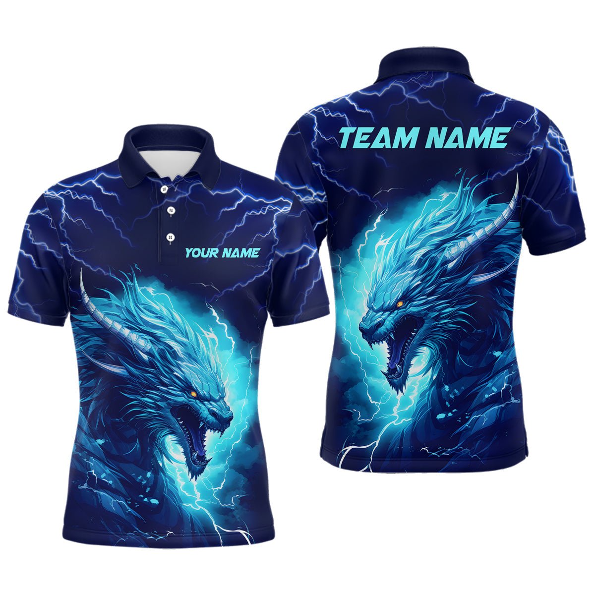 Blau Blitz Donner Individuelle Drachen Bowling Team Shirts Herren Bowling Liga Trikots Bowler Outfit P5293 - Climcat