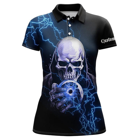 Blau Donner Schädel Personalisierte Damen Bowling Shirts Team Bowling Trikots Bowlers P5512 - Climcat