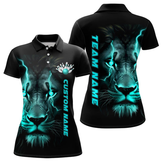 Blau Löwe Personalisierte Damen Bowling Polo Shirts Bowling Liga Shirts Bowling Team Trikots P5360 - Climcat