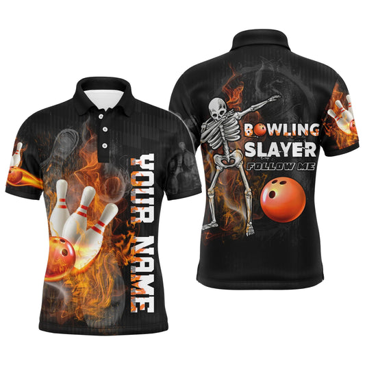 Bowling Slayer Herren Polo Shirt, Personalisiertes Skull Bowlers Trikot Kurzarm B69 - Climcat