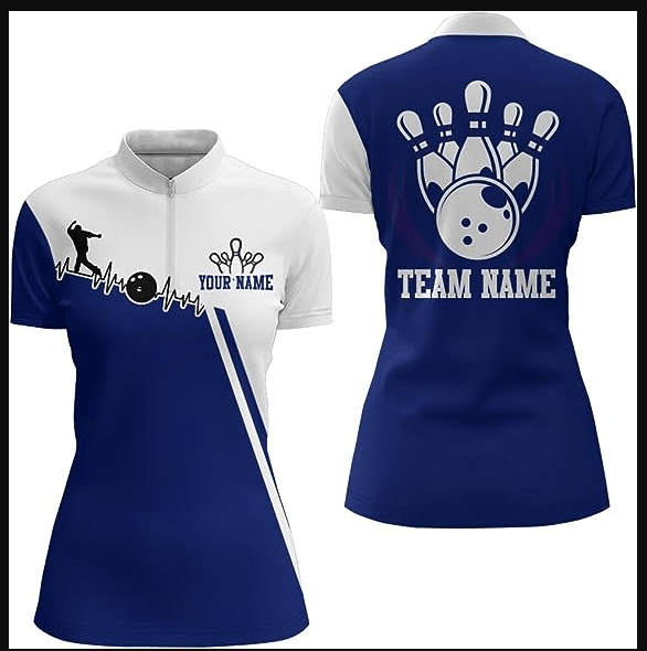 Camo Bowling Quarter-Zip Shirt für Damen - Personalisiertes Bowling Team Shirt - Bowlers Jersey Z2 - Climcat
