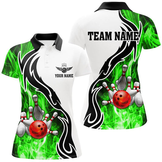 Damen Bowling Polo Shirt | Personalisiertes Bowling Trikot für Strike Team Liga | Grün Q6405 - Climcat