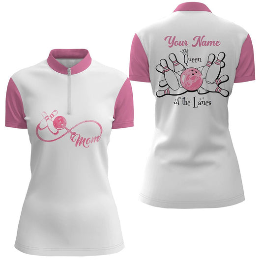 Damen Bowling-Quarter-Zip-Shirt | Personalisierte Bowling-Shirts | Geschenk für Mama | Königin der Bahnen | Q5184 - Climcat