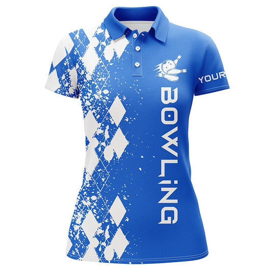 Damen Bowling-Shirt, Kurzarm Polo, individuell gestaltbar, blaues Bowling-Shirt für Frauen, personalisiertes Bowling-Geschenk Q5099 - Climcat