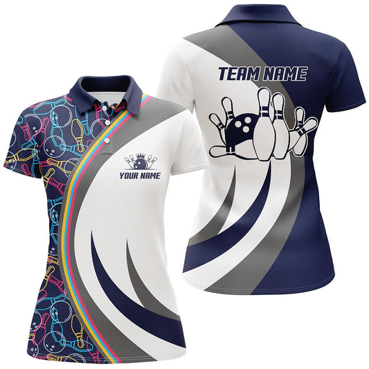 Damen Bowling Shirt Personalisiertes Bowling Polo Shirt Für Frauen Bowling Trikot für Team Bowling Geschenk D26 - Climcat