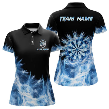 Eisblaues Damen Darts Polo Shirt, individuell anpassbares Darts-Shirt für Frauen, Darts Team Trikot R524 - Climcat