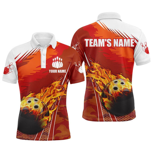 Flame Bowling Herren Polo Shirt, individuell gestaltetes Team Bowlers Trikot, Kurzarm B96 - Climcat