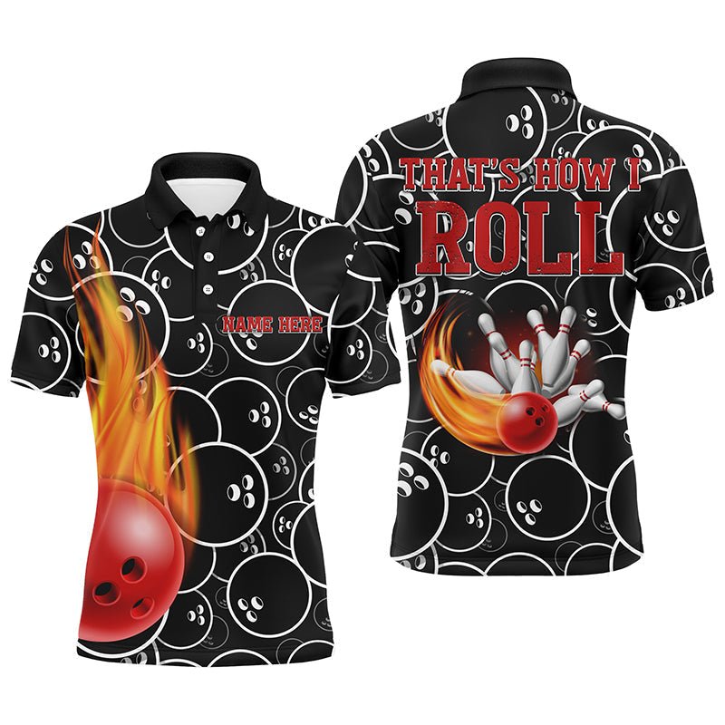 Flame Bowling Herren Polo Shirt, So rolle ich - Personalisiertes Bowlers Trikot B82 - Climcat