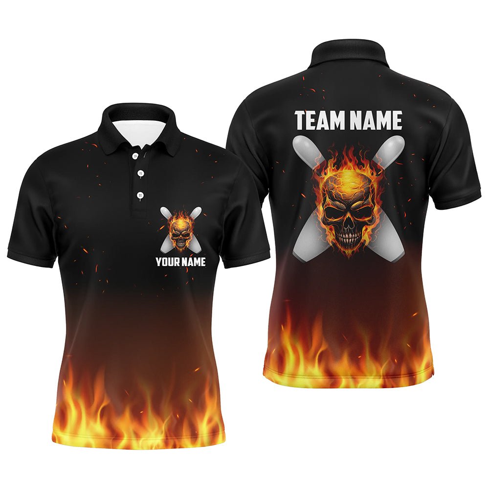 Flame Herren Personalisierte Bowling Shirts, Individuelles Team Bowlers Trikot Kurzarm P5187 - Climcat