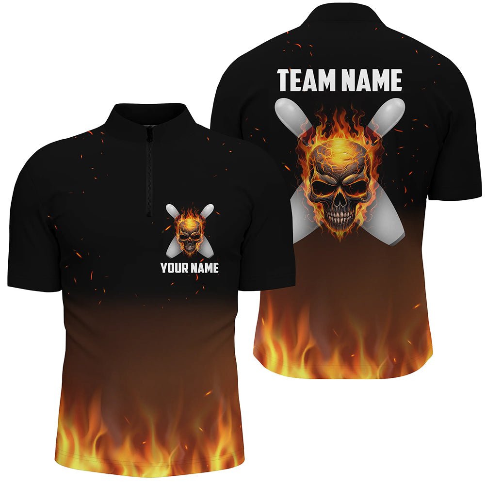 Flame Herren Personalisierte Bowling Shirts, Individuelles Team Bowlers Trikot Kurzarm P5187 - Climcat