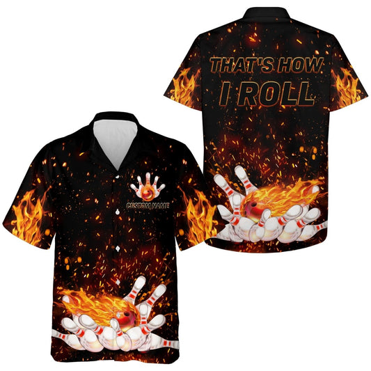 Flammen-Bowling-Hemd für Herren und Damen, So rolle ich, Personalisierter Feuer-Bowler-Jersey B92 - Climcat