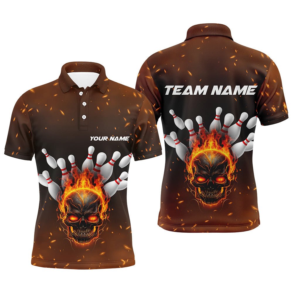 Flammen-Schädel Personalisierte Bowling-Shirts für Herren, Bowling-Teamshirt mit Schädel-Design P5143 - Climcat