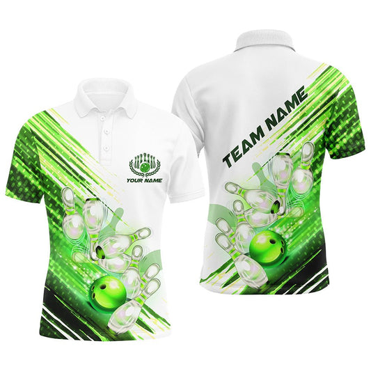 Grüne maßgeschneiderte Bowling-Shirts für Herren - Bowling-Polo-Shirts - Personalisierte Team-Bowling-Trikots P5371 - Climcat