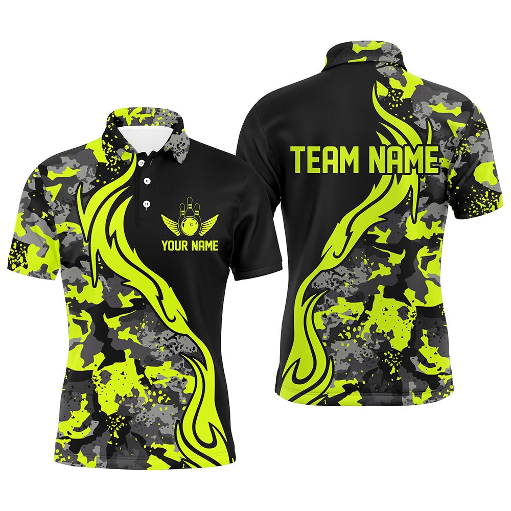 Grüne Tarnmuster Personalisierte Bowling-Teamshirts - Individuelle Bowling-Ligashirts für Herren P5516 - Climcat