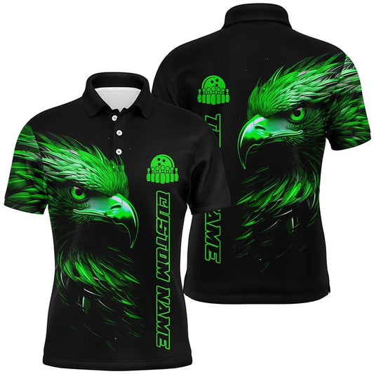 Grüner Adler Personalisierte Bowling-Polo-Shirts für Herren - Bowling Liga - Bowling Team Trikots - Bowler Outfits P5314 - Climcat