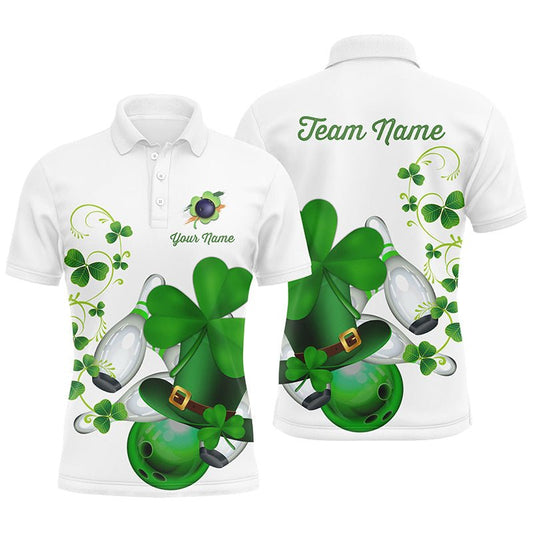 Grünes Kleeblatt Herren Polo Bowling Shirt - Individuell gestaltete St. Patrick's Day Team Liga Bowling Trikots Q7060 - Climcat