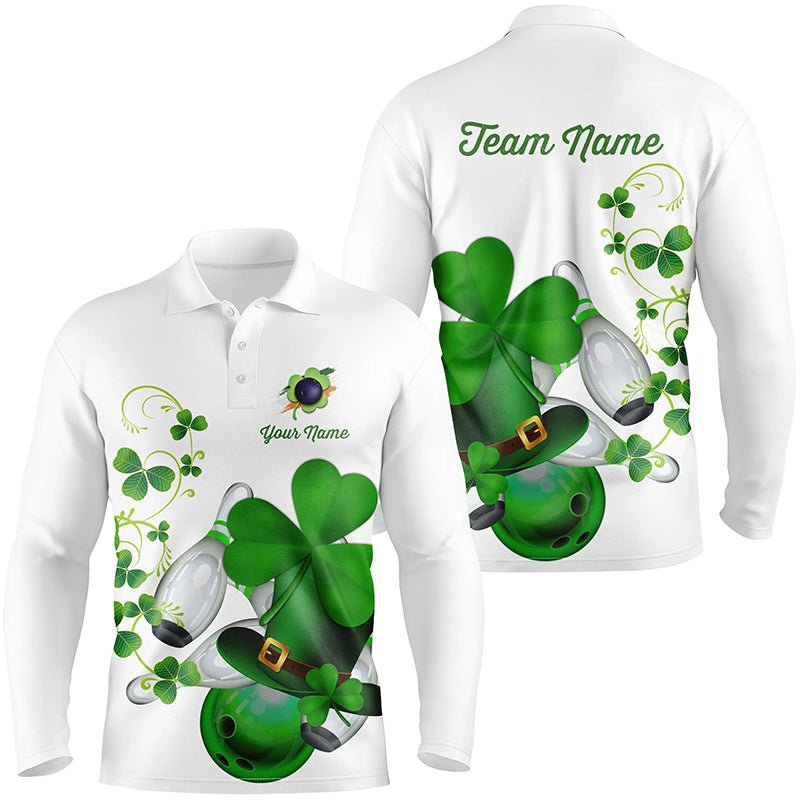 Grünes Kleeblatt Herren Polo Bowling Shirt - Individuell gestaltete St. Patrick's Day Team Liga Bowling Trikots Q7060 - Climcat