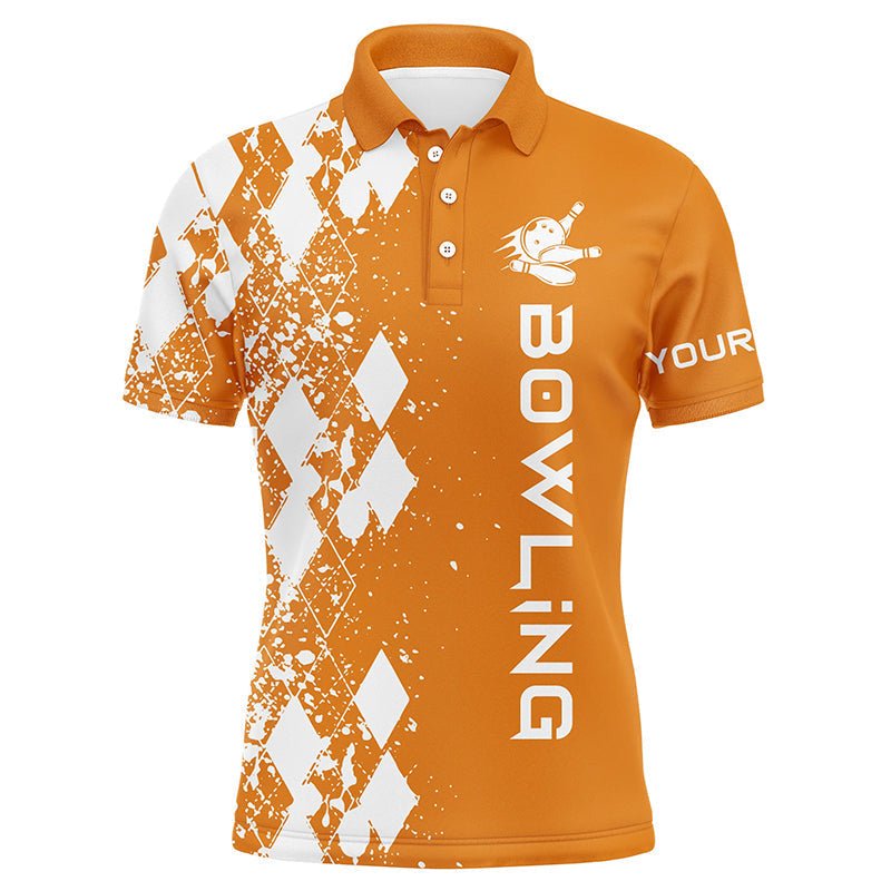 Herren Bowling Polo Shirt individuell Orange Bowling Shirts für Männer personalisiertes Bowling Geschenk Bowler Trikots Q5101 - Climcat