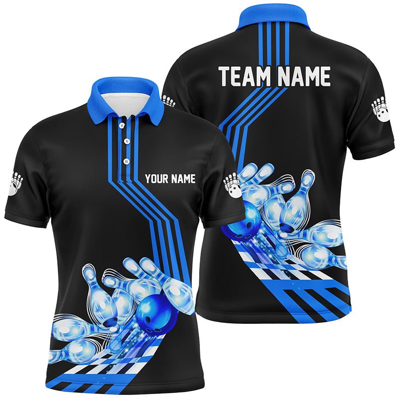 Herren Bowling Polo Shirt - Personalisiertes Bowling Team Liga Trikot, Geschenke für Bowler | Blau Q7070 - Climcat