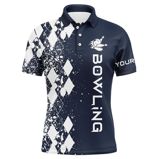 Herren Bowling Polo Shirt - Personalisiertes Navy Bowling Shirt für Männer - Individuelles Bowlinggeschenk - Bowler Trikot Q5102 - Climcat