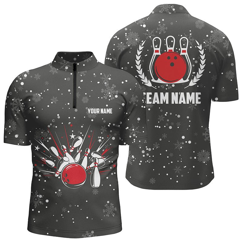 Herren Bowling Quarter-Zip Shirts individuell gestaltetes Retro-Bowlingteam Herren Bowler Trikots, Bowlinggeschenke Q6592 - Climcat