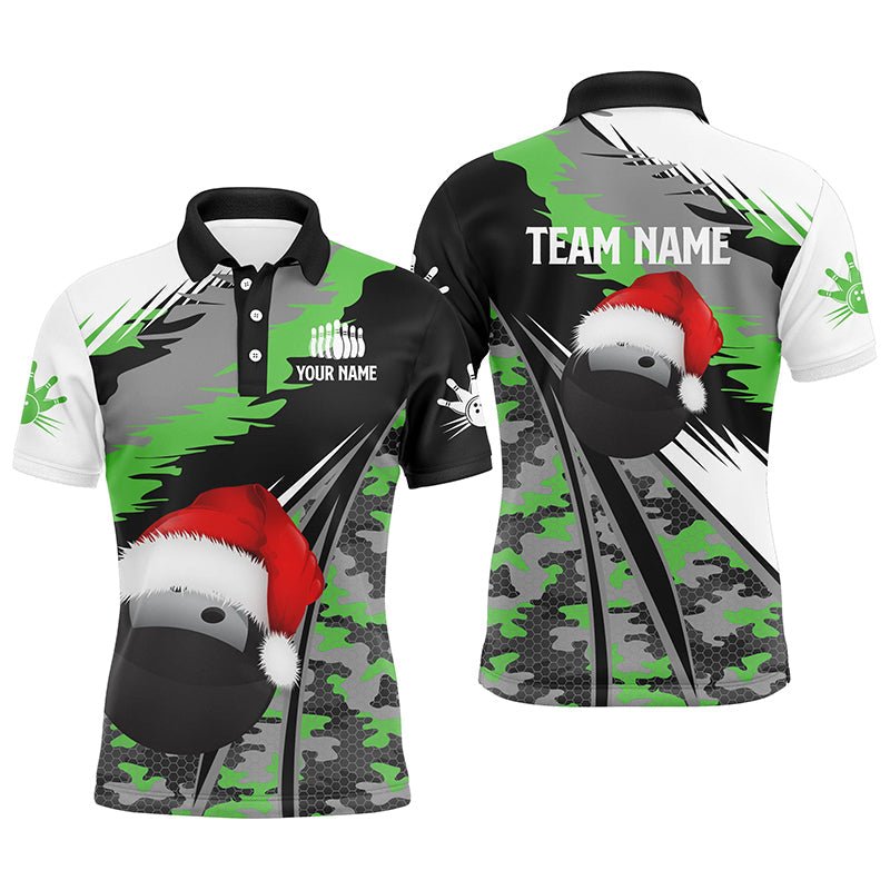 Herren Polo Bowling Shirt - Individuell gestaltbares Weihnachts-Bowling-Shirt in Tarngrün für Bowling-Team und Liga - Q6794 - Climcat