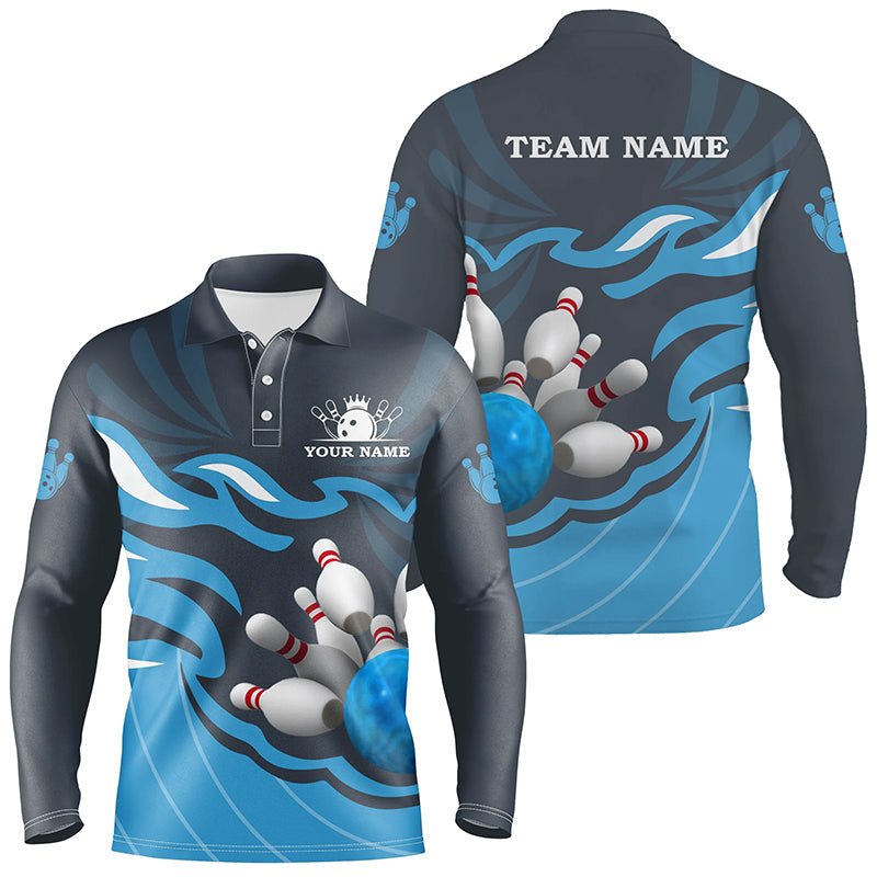 Herren Polo Bowling Shirt | Personalisiertes Bowling Trikot für Team Liga | Blau Q6266 - Climcat