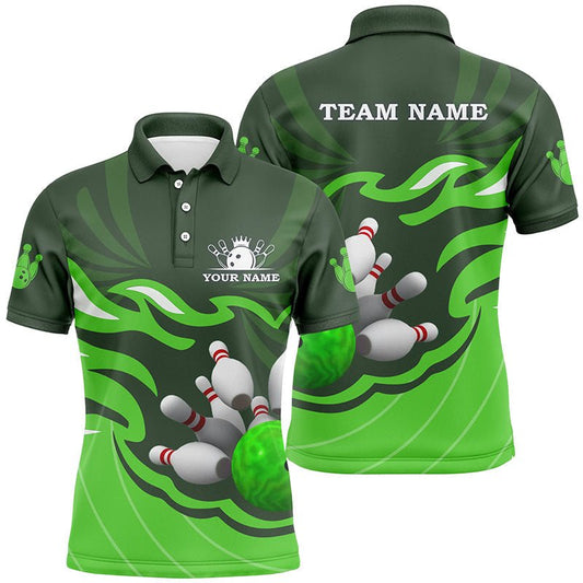 Herren Polo Bowling Shirt | Personalisiertes Bowling Trikot für Team Liga | Individuelles Bowling Geschenk | Grün Q6300 - Climcat