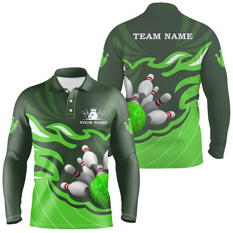 Herren Polo Bowling Shirt | Personalisiertes Bowling Trikot für Team Liga | Individuelles Bowling Geschenk | Grün Q6300 - Climcat