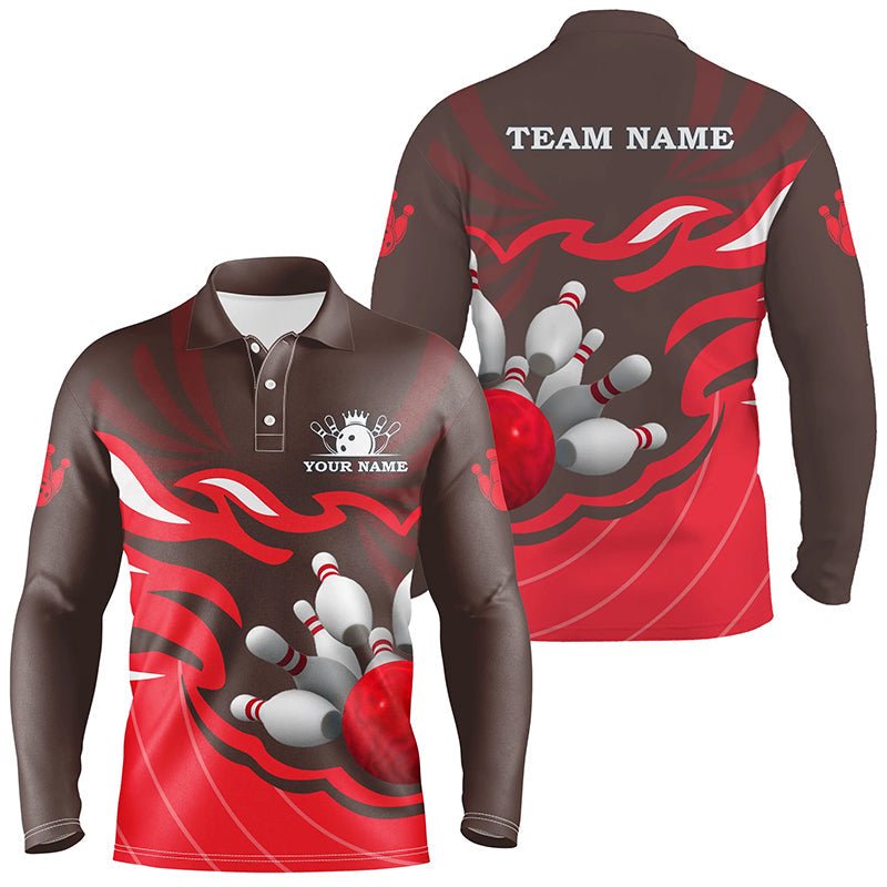 Herren Polo Bowling Shirt | Personalisiertes Bowling Trikot für Team Liga | Individuelles Bowling Geschenk | Rote Q6301 - Climcat