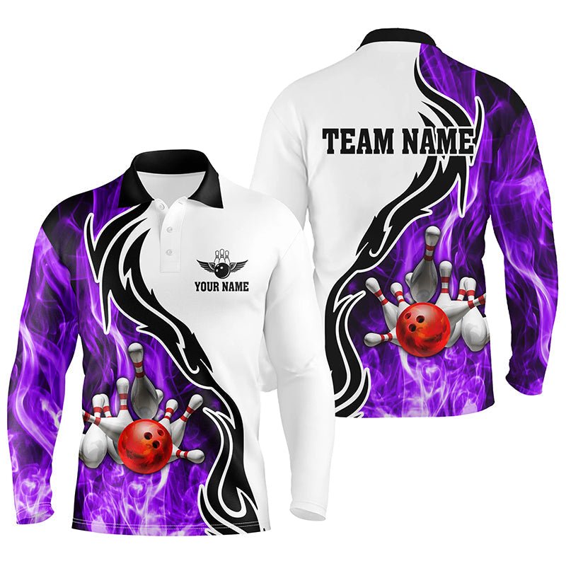 Herren Polo Bowling Shirt | Personalisiertes Bowling Trikot mit individuellem Design | Lila Q6344 - Climcat