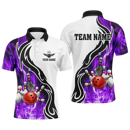 Herren Polo Bowling Shirt | Personalisiertes Bowling Trikot mit individuellem Design | Lila Q6344 - Climcat