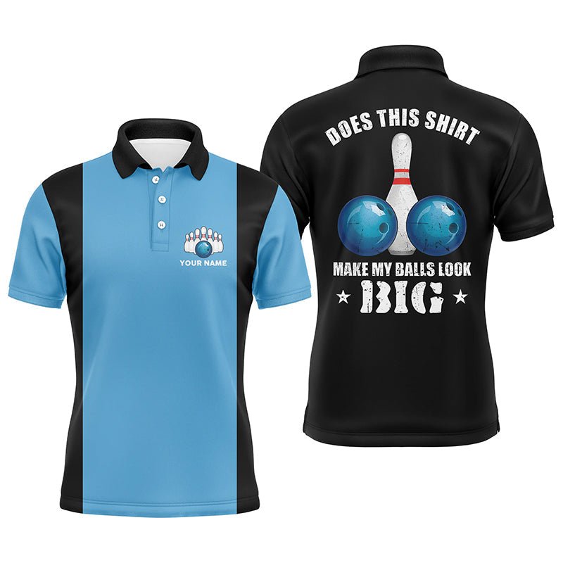 Herren Polo Bowling Shirt - Personalisiertes Vintage Blau und Schwarz - Macht dieses Shirt meine Bälle groß aussehen? Q6381 - Climcat