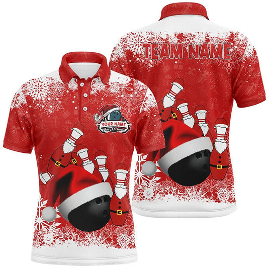 Herren Polo Bowling Shirt - Personalisiertes Weihnachts-Schneeflocken Bowling Ball - Bowling Team Liga Trikot Q6806 - Climcat