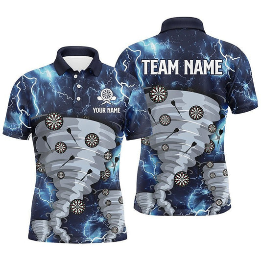 Herren Polo-Shirt 'Blue Thunder Lightning Darts' - Individuell gestaltete Sturm-Dartshirts für Männer - Darttrikot D636 - Climcat