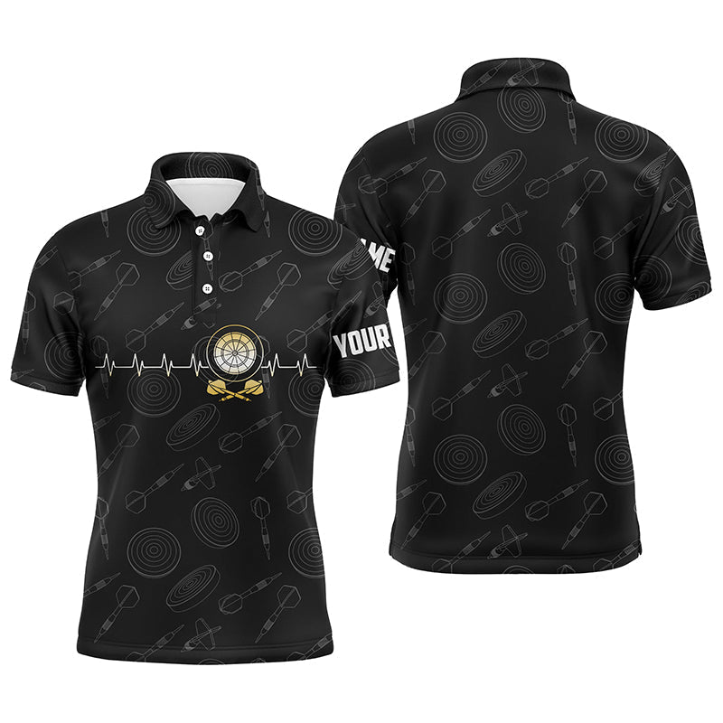 Herren Polo-Shirt mit individuellem Darts-Muster und Herzschlag-Design, Dartboard-Motiv, schwarz X823 - Climcat
